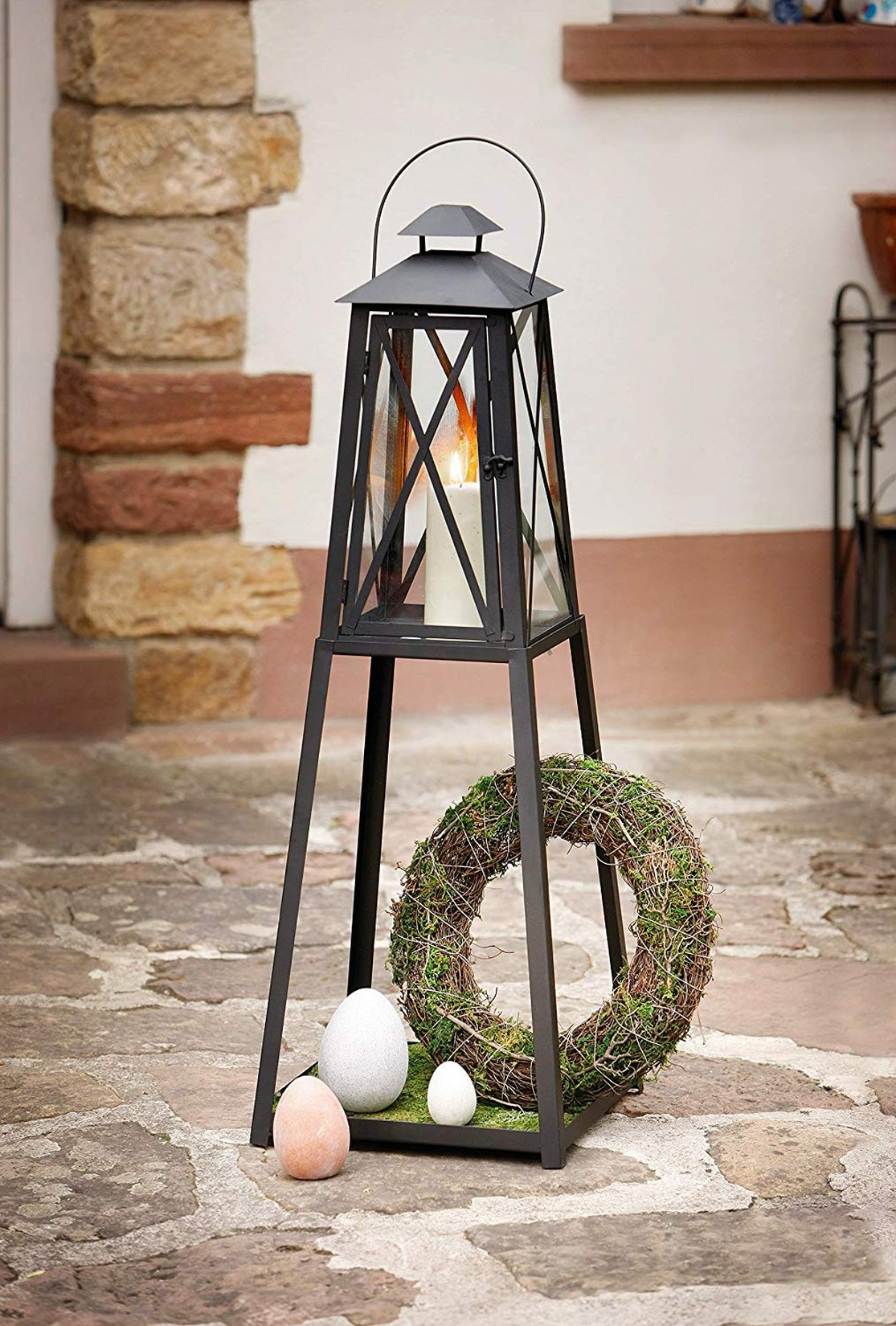 Laterne "Klassik" aus Metall & Glas, 105 cm hoch, Garten