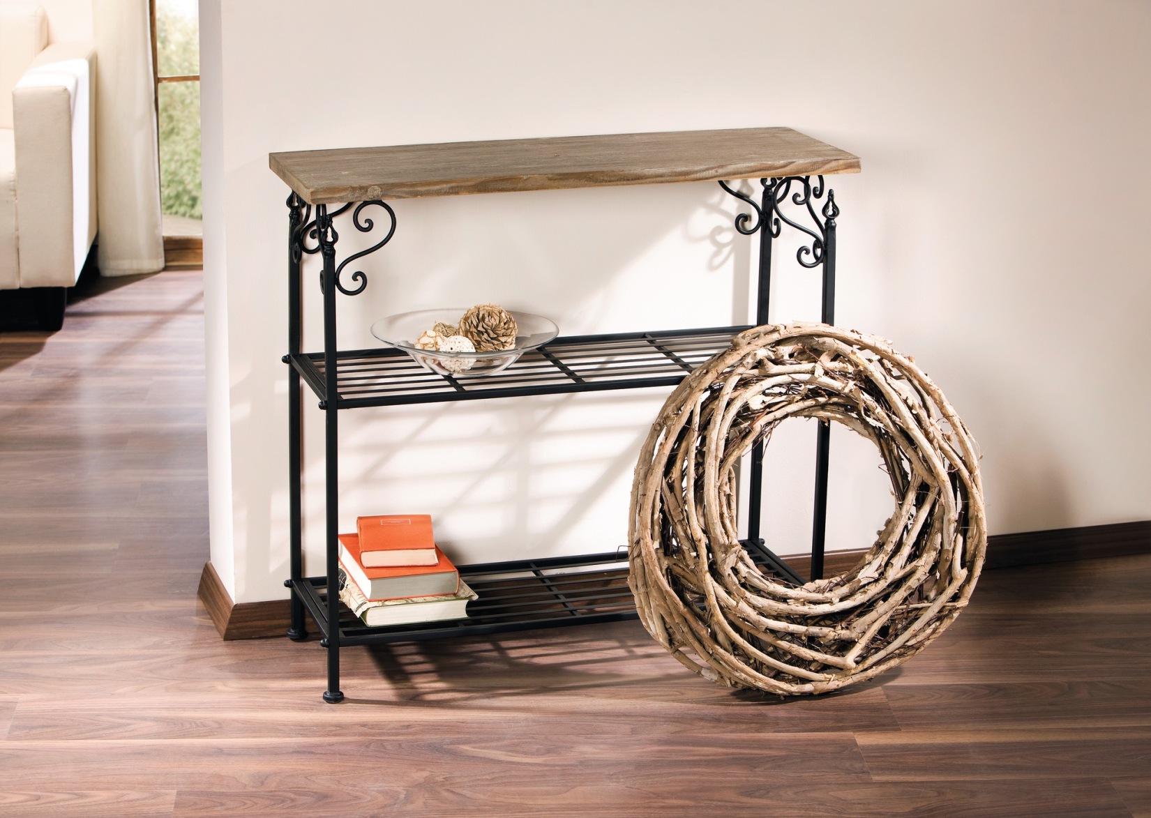 Metall Stand Regal Schwarz 2 Boden Holz Platte Rustikal Antik Metall Stand Regal Schwarz 2 Boden Holz Platte Rustikal Antik