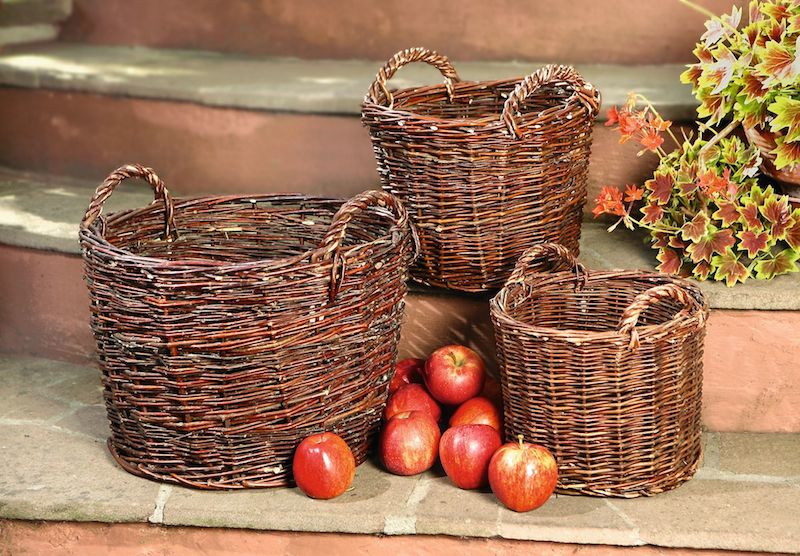 FÜLLKORB MIT GRIFFEN WEIDENKORB WEIDE AUFBEWAHRUNGSKORB ERNTEKORB