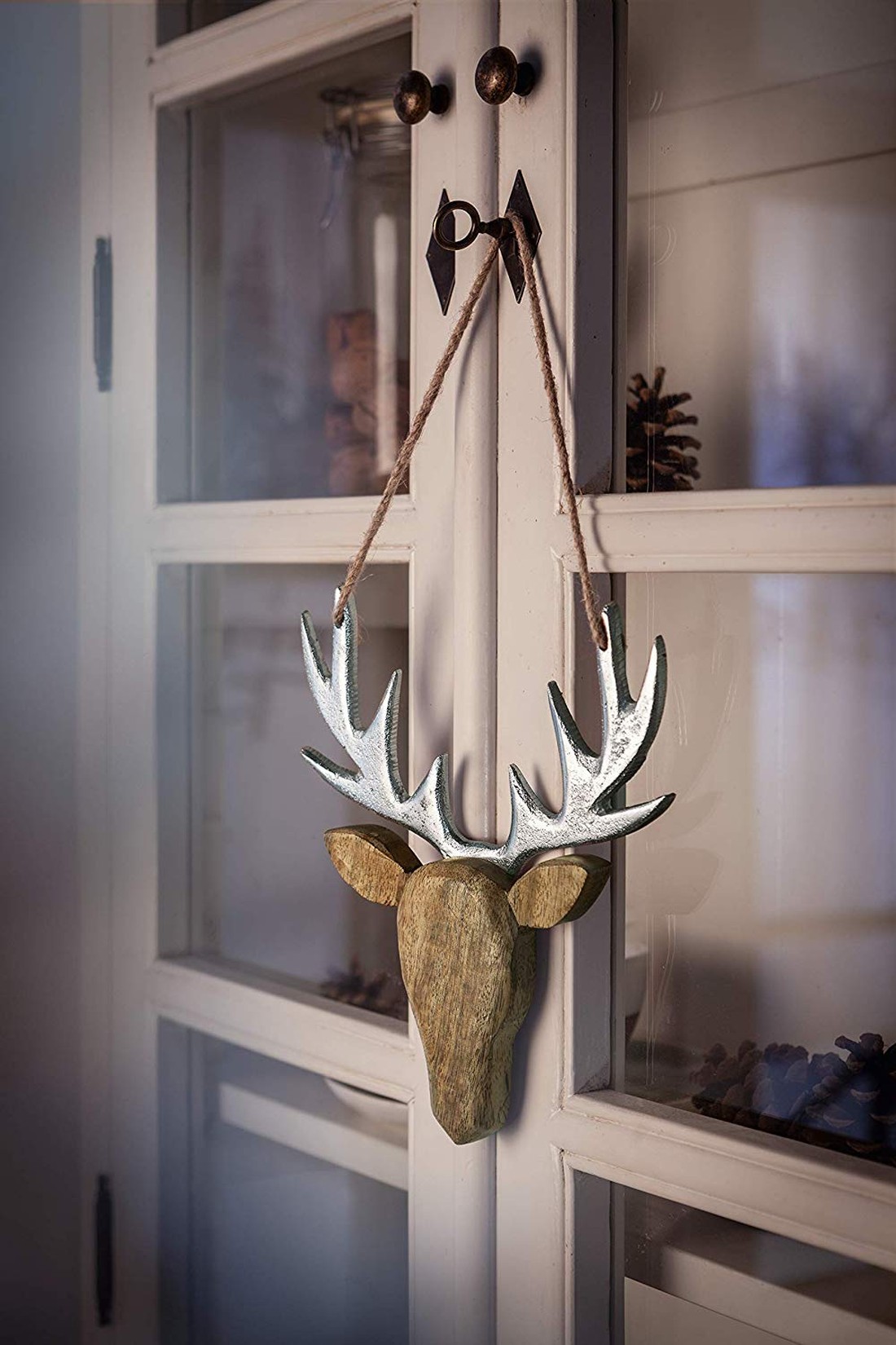 Hanger Hirsch Aus Holz Alu Silber Glanzend Wand Bild Deko Kopf Geweih Ebay