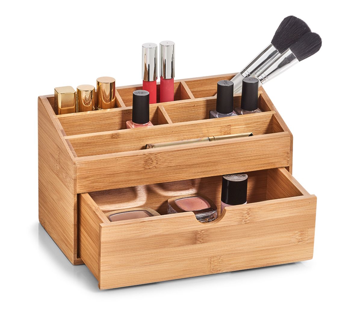 Zeller BAMBUS Holz KOSMETIK ORGANIZER mit Schublade MAKE ...