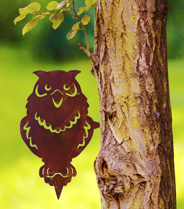 WENKO BAUMSTECKER Eichhörnchen aus METALL in ROST OPTIK GARTEN DEKO BAUM STICKER