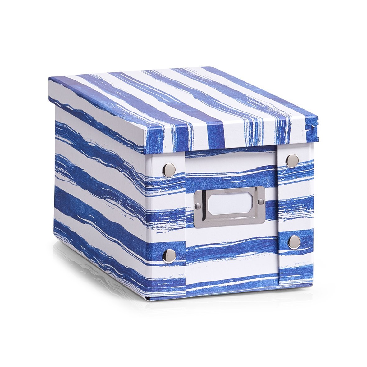 2x Zeller Aufbewahrung Box mit Deckel "Blue Stripes" für 20 CD Kiste Karton Case 